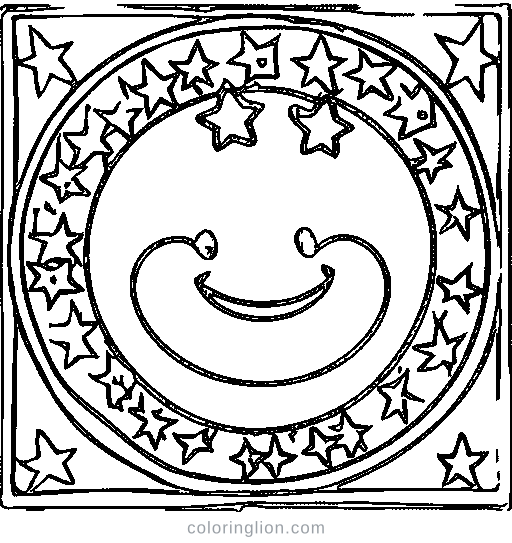 A crescent moon with stars Coloring Page