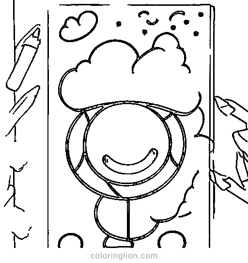A tiny alien waving Coloring Page