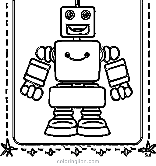 A robot with an antenna Coloring Page