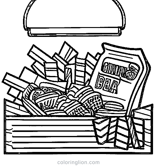 Fries and Soda Coloring Page