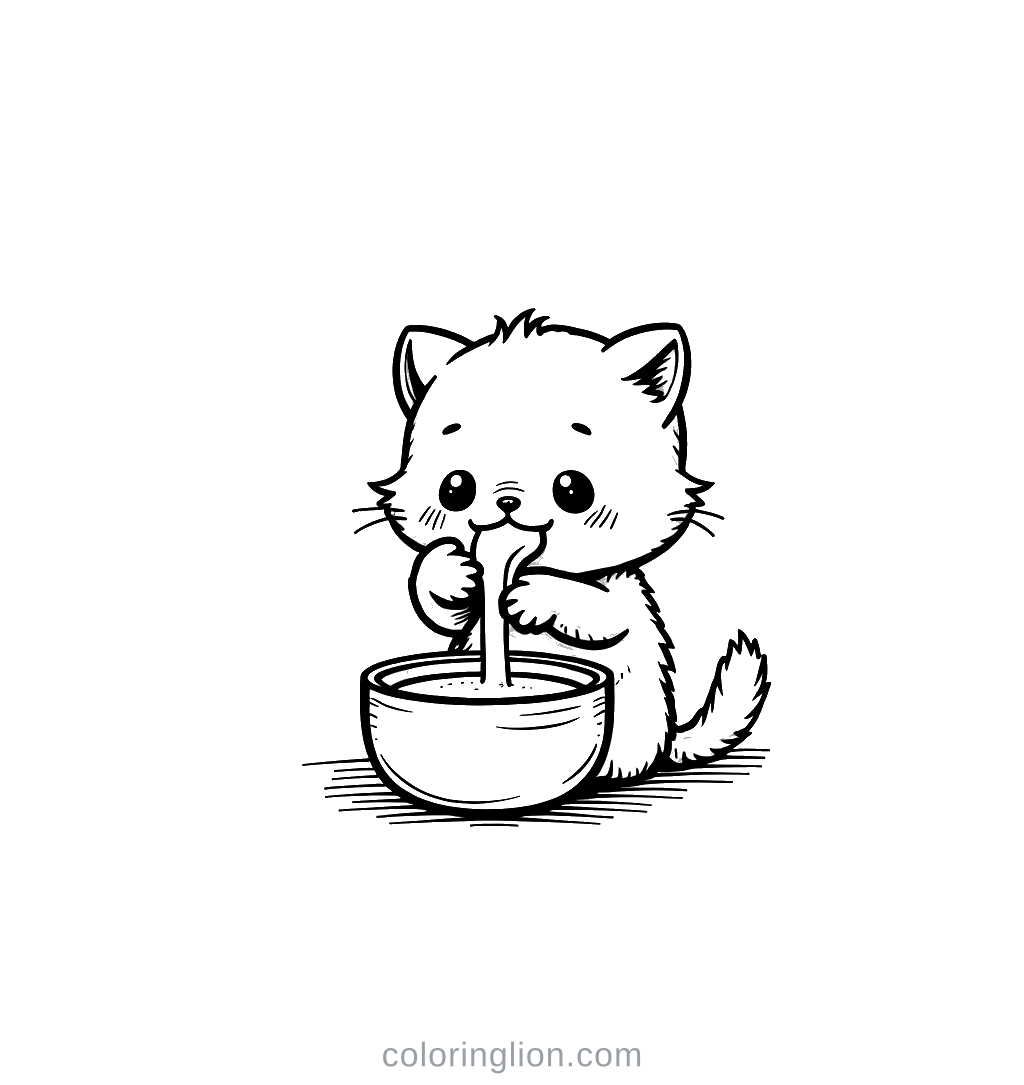 우유와 고양이 색칠 도안