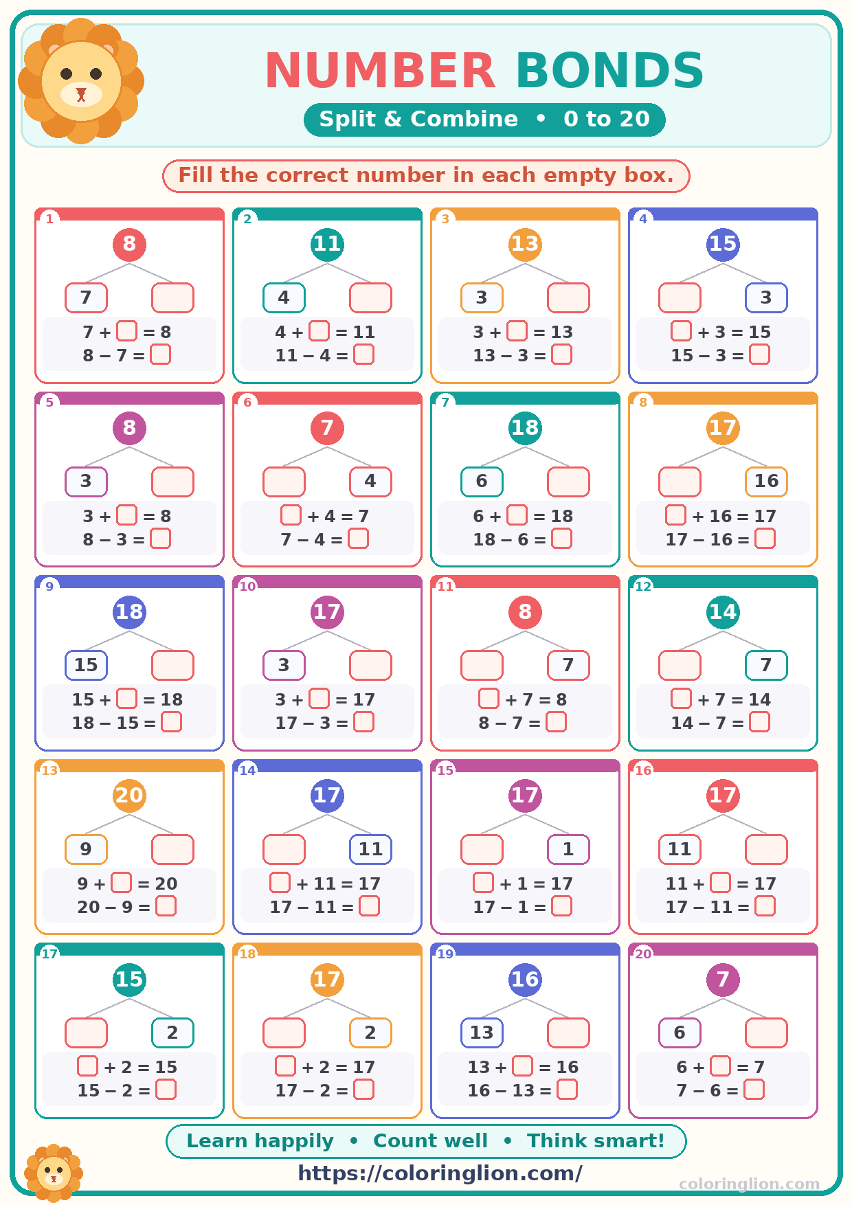 Number Bonds to 20 23