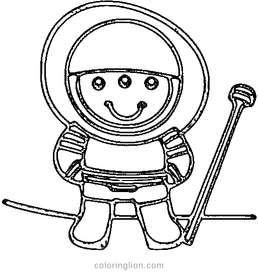Astronaut with a flag Coloring Page