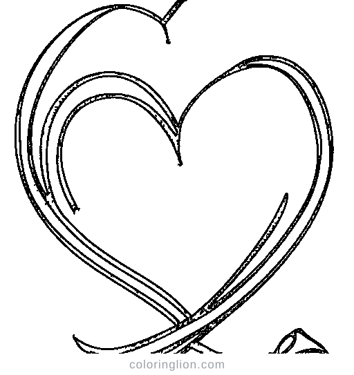 Two hearts tied with a ribbon Coloring Page