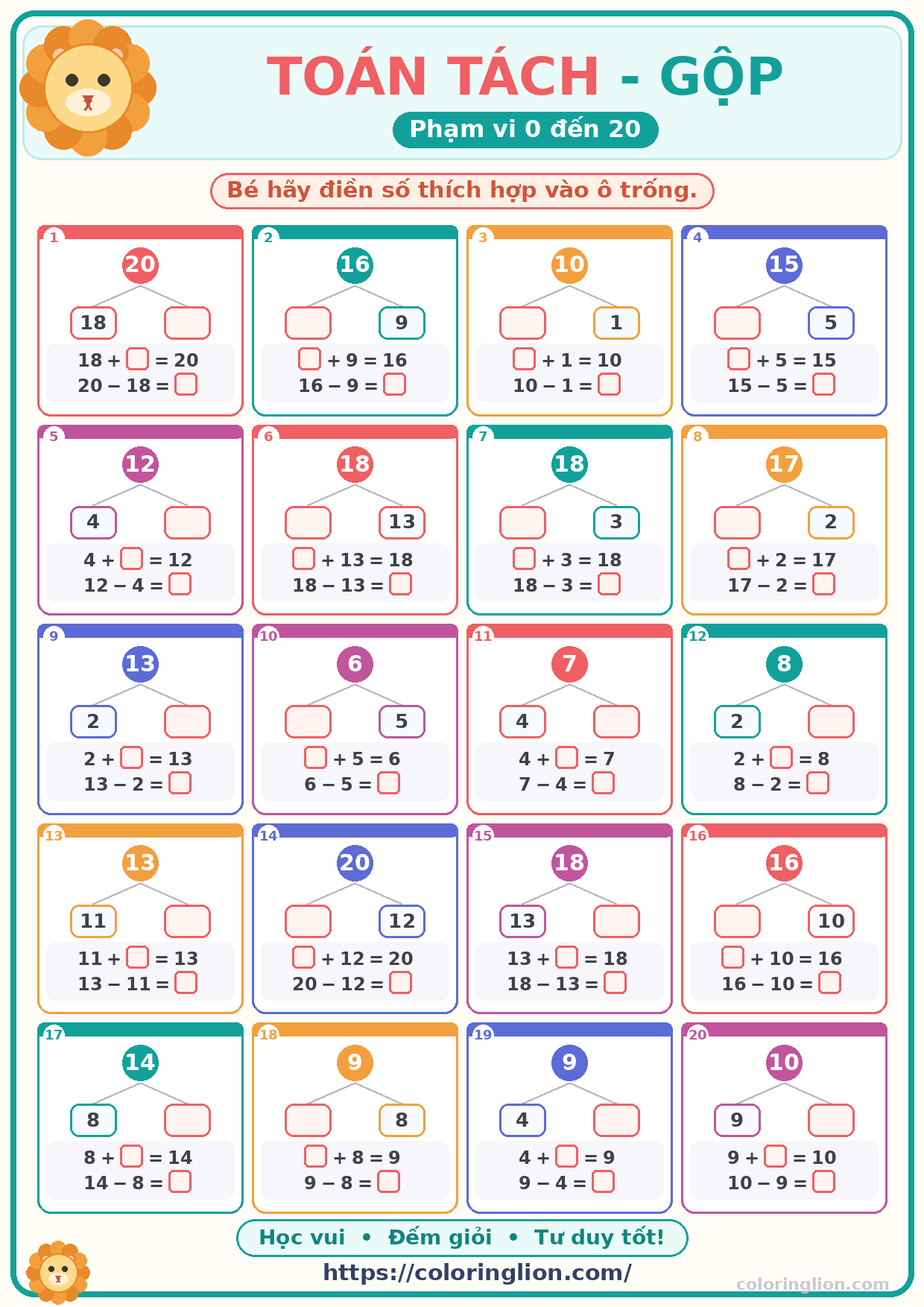 Tách – Gộp số (0–20) 21
