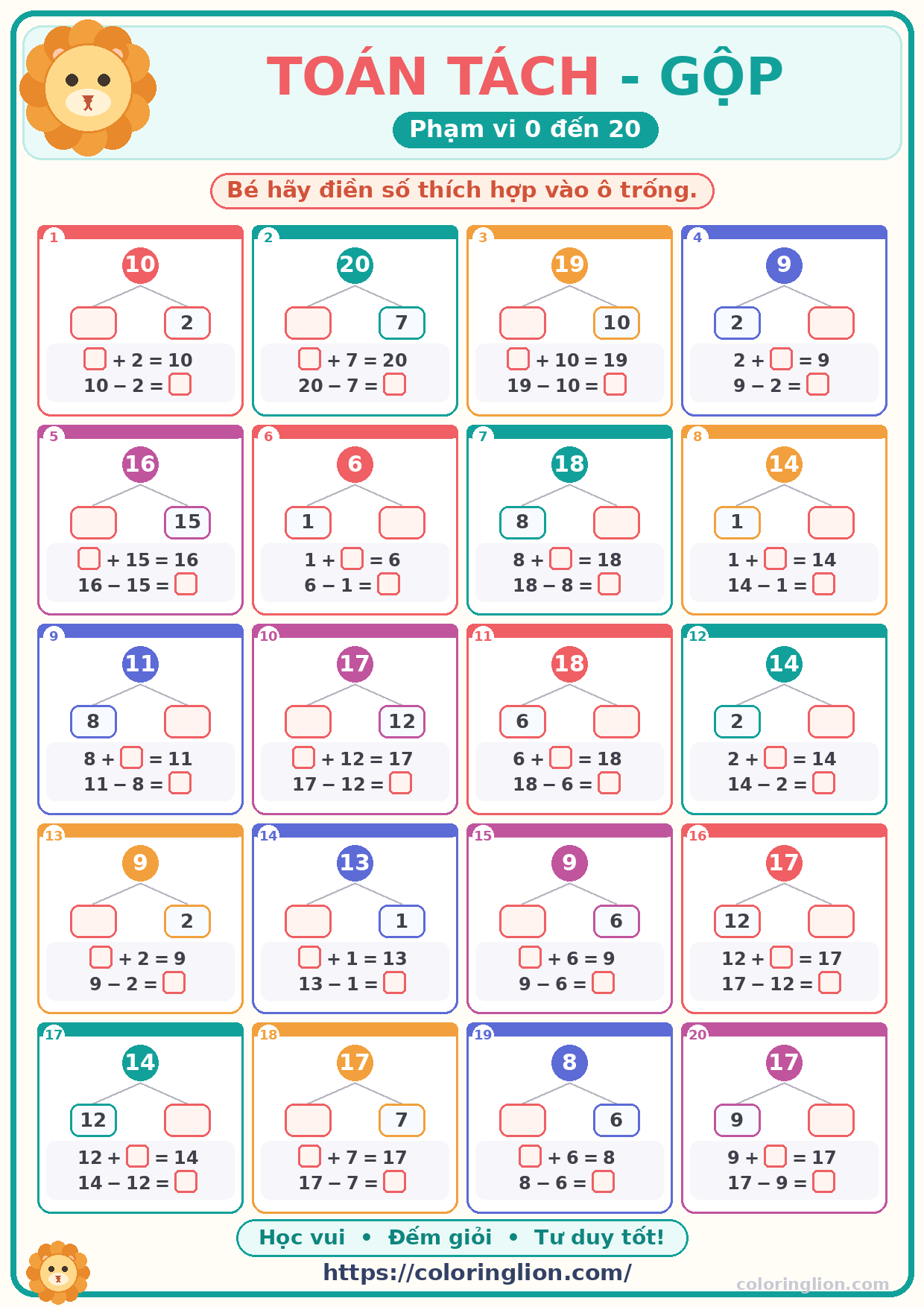 Tách – Gộp số (0–20) 19