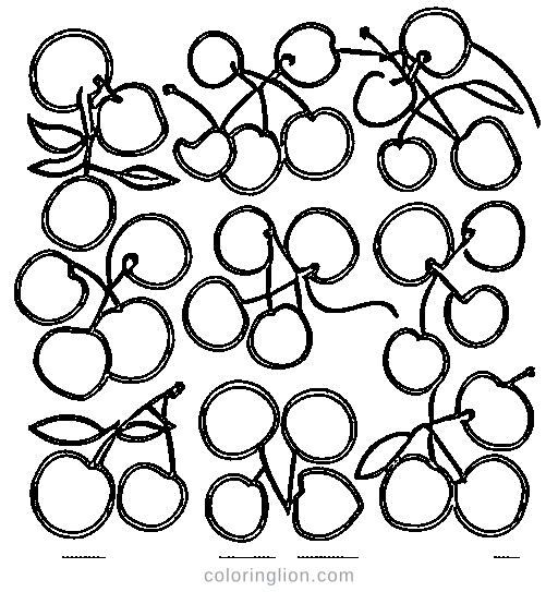 A bunch of cherries Coloring Page
