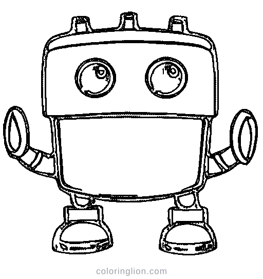A friendly boxy robot Coloring Page