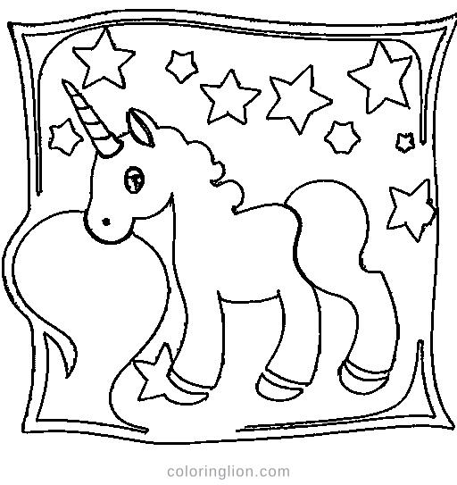 Baby unicorn with a flowing mane Coloring Page