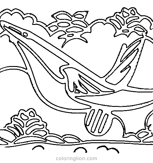 A flying pterodactyl Coloring Page