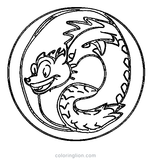 Dragon curled up Coloring Page