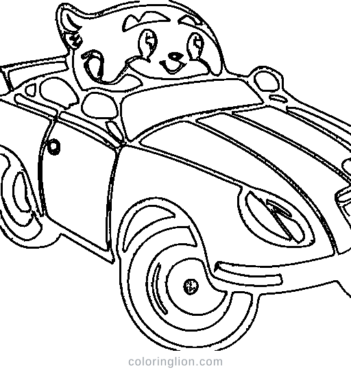 Cartoon race car with a number Coloring Page