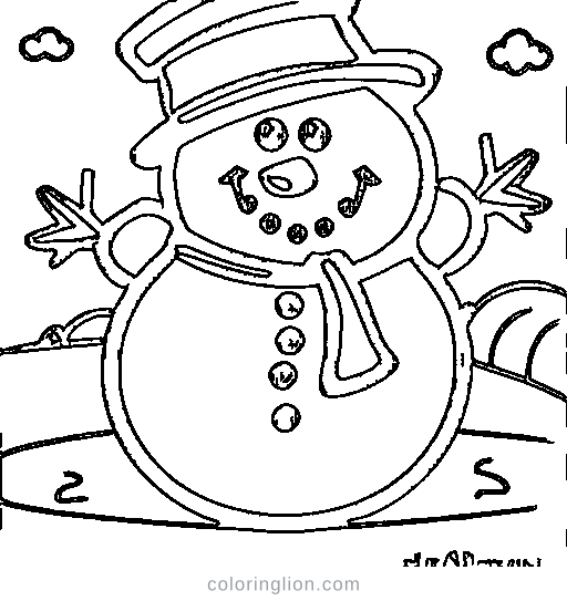 A happy snowman Coloring Page
