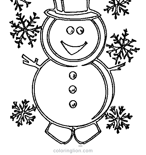 A snowman in winter Coloring Page