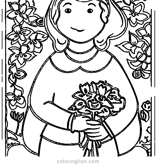 Princess with Flowers Coloring Page
