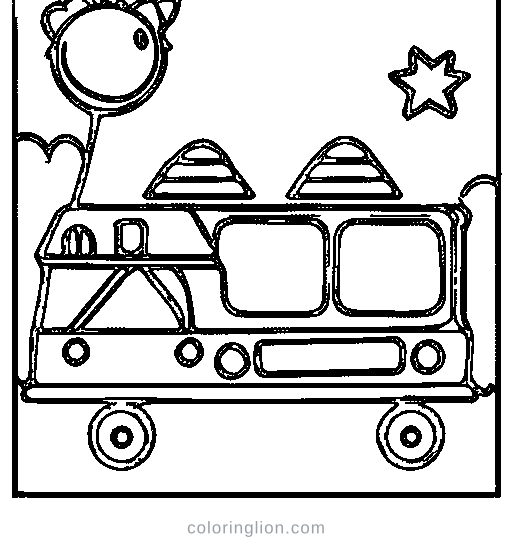 A fire truck with a ladder Coloring Page
