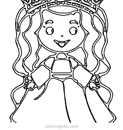 Little princess in a puffy gown with a crown Coloring Page