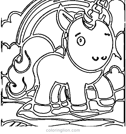 A unicorn with a rainbow horn Coloring Page