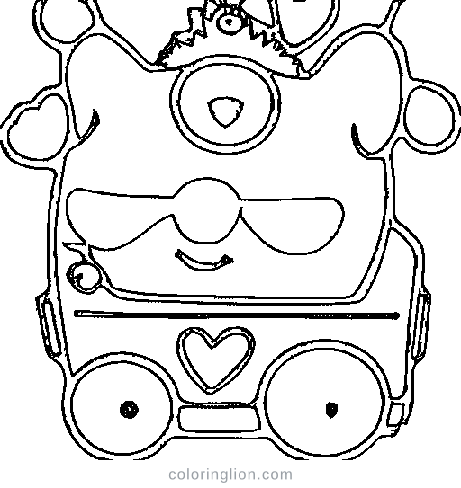 Cartoon race car with a number Coloring Page