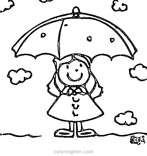 A rainbow umbrella Coloring Page