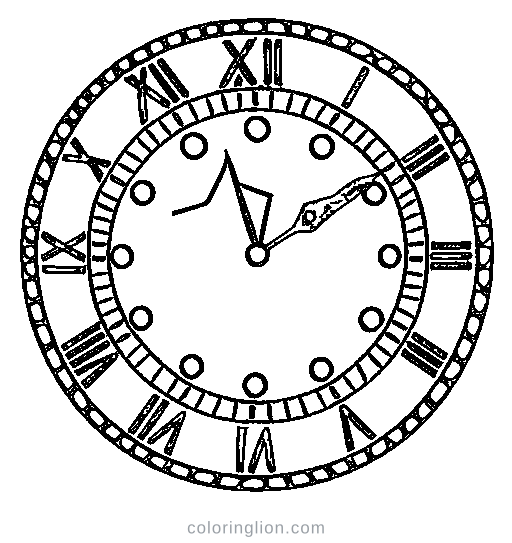 A clock at midnight with confetti Coloring Page