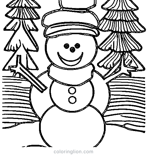A snowman in winter Coloring Page