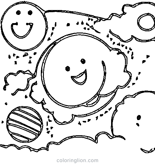 A row of planets Coloring Page