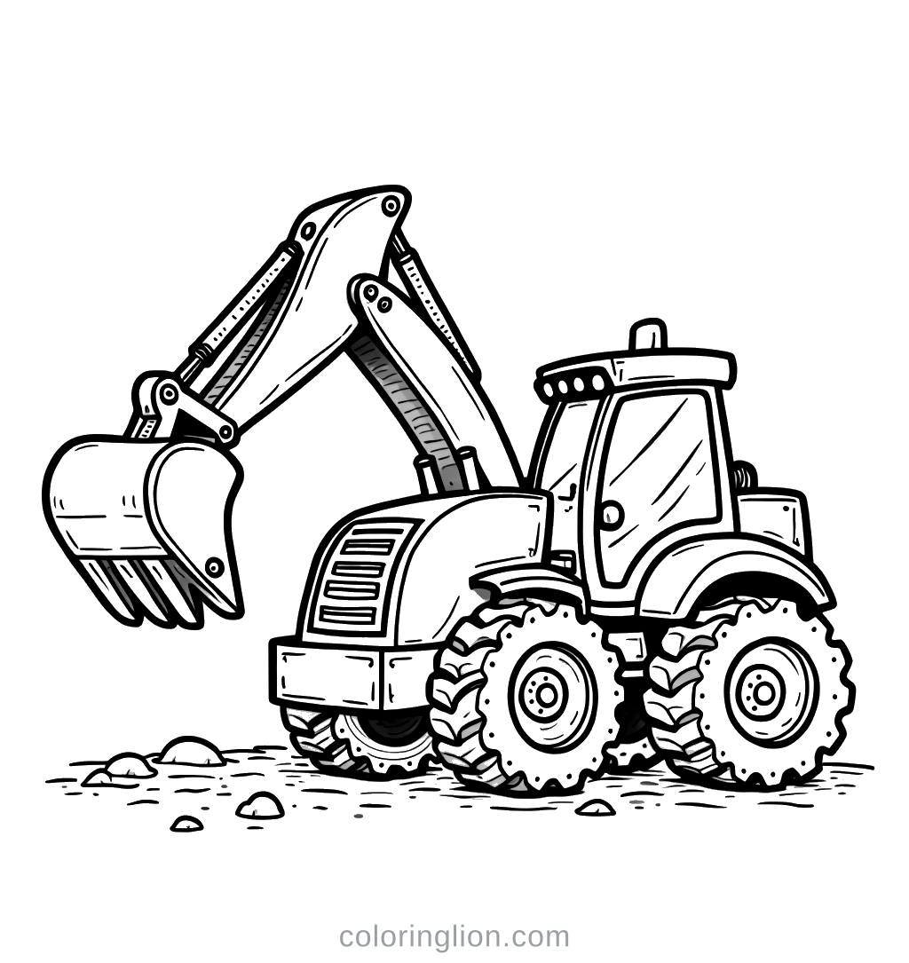 Excavator Coloring Page
