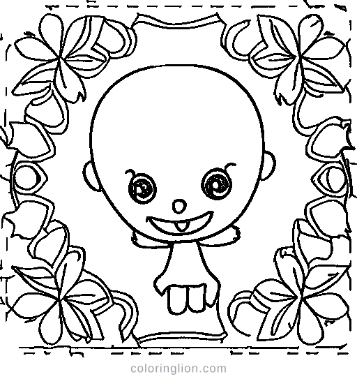 A tiny alien waving Coloring Page