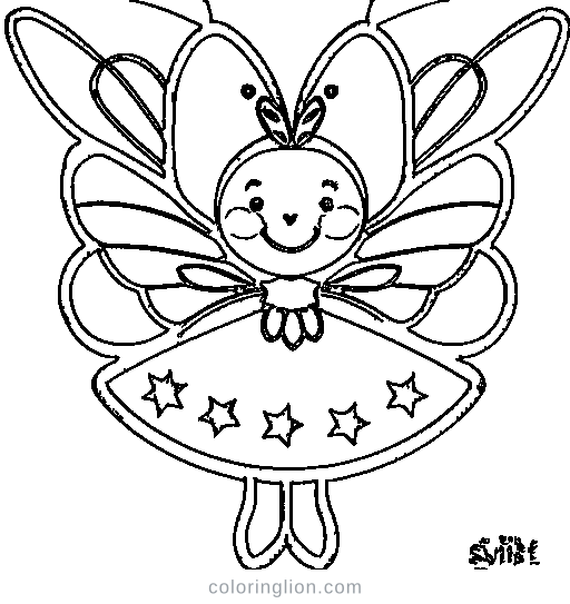 Little fairy with butterfly wings and a wand Coloring Page