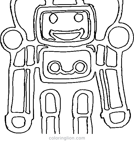 A friendly boxy robot Coloring Page