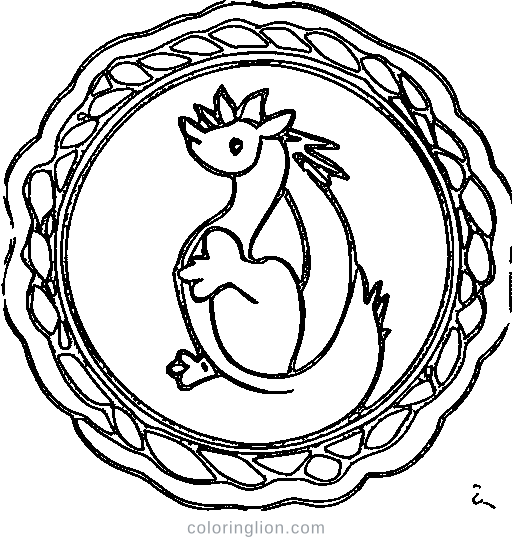 A friendly dragon breathing a tiny flame Coloring Page