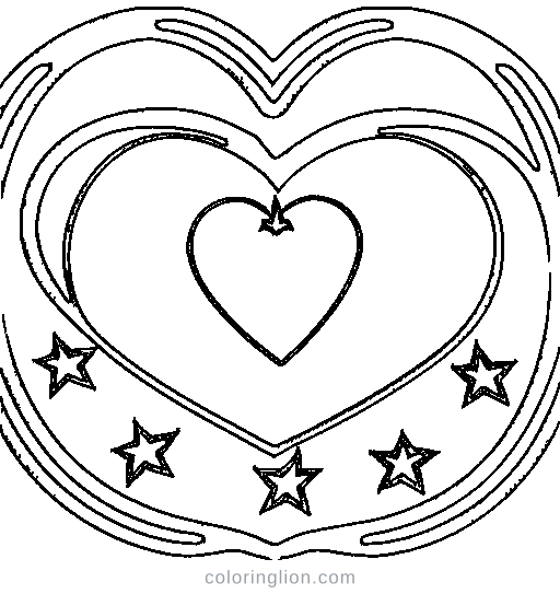 Two hearts tied with a ribbon Coloring Page