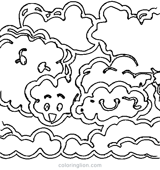 A cloud with a lightning Coloring Page