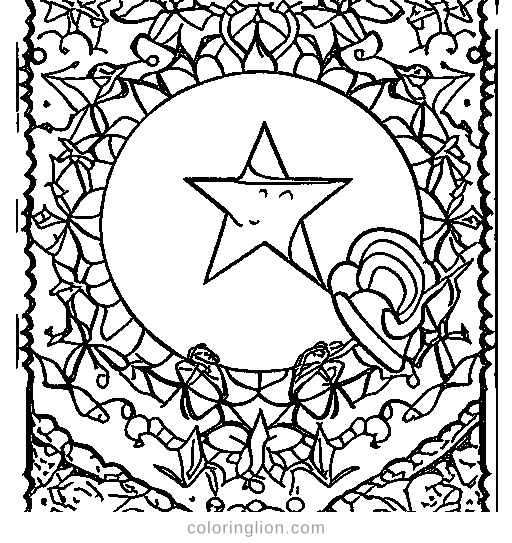 Star and Heart Coloring Page