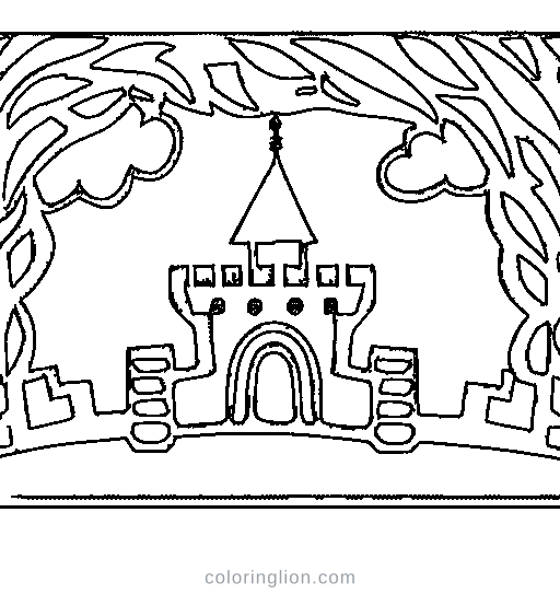 Castle on Hill Coloring Page
