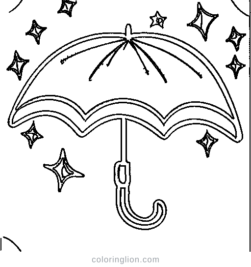 A rainbow umbrella Coloring Page