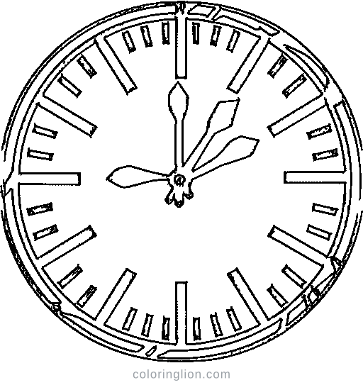 A clock at midnight with confetti Coloring Page