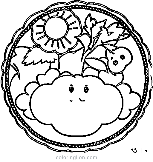 A round oak tree Coloring Page