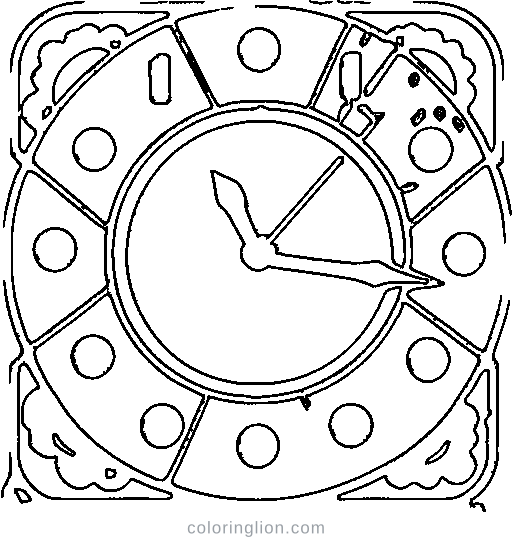 A clock at midnight with confetti Coloring Page