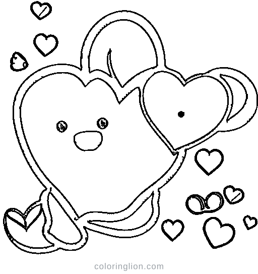A teddy bear holding a heart Coloring Page