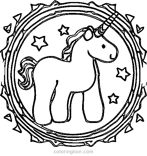Baby unicorn with a flowing mane Coloring Page