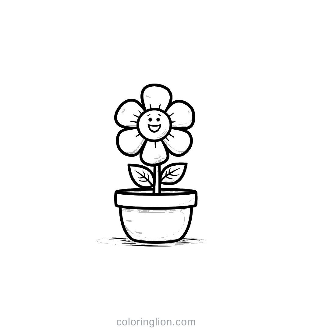 Flower Pot Coloring Page