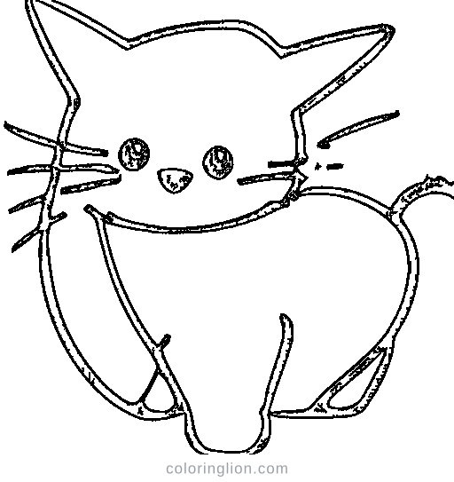 A simple cat outline with a few big numbered sections Coloring Page