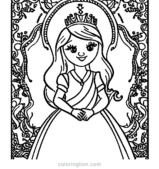 Princess and Pony Coloring Page