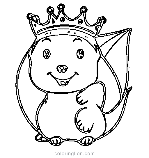 Baby dragon with a crown Coloring Page