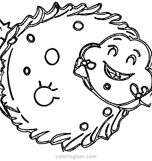 A crescent moon with stars Coloring Page