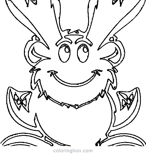 Furry monster with horns Coloring Page