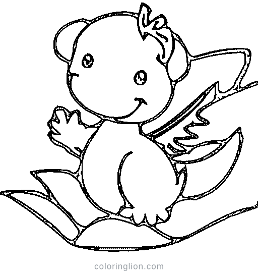 A chubby baby dragon with tiny wings Coloring Page