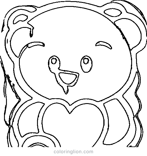 A teddy bear holding a heart Coloring Page